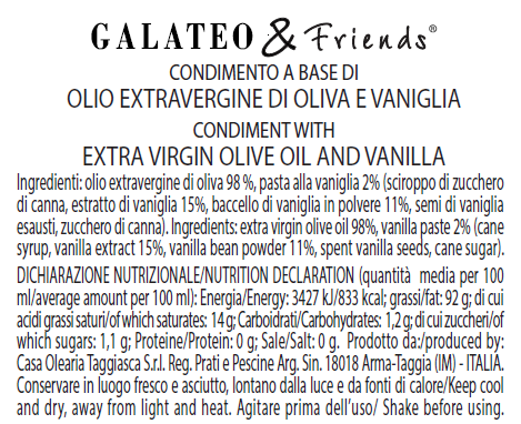 Galateo & Friends Vanilla Olive Oil